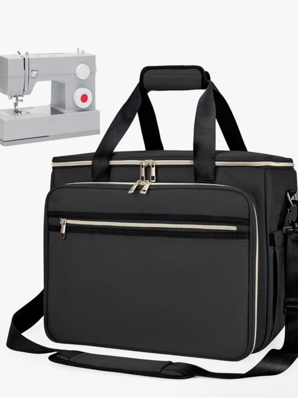 Black Multi-Compartment Sewing Machine Bag
